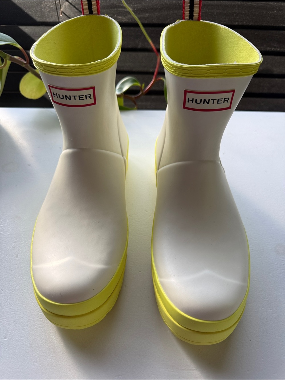 Hunter Original Play Short Rain Boots White Yellow Women’s Size 10 - Picture 3 of 12